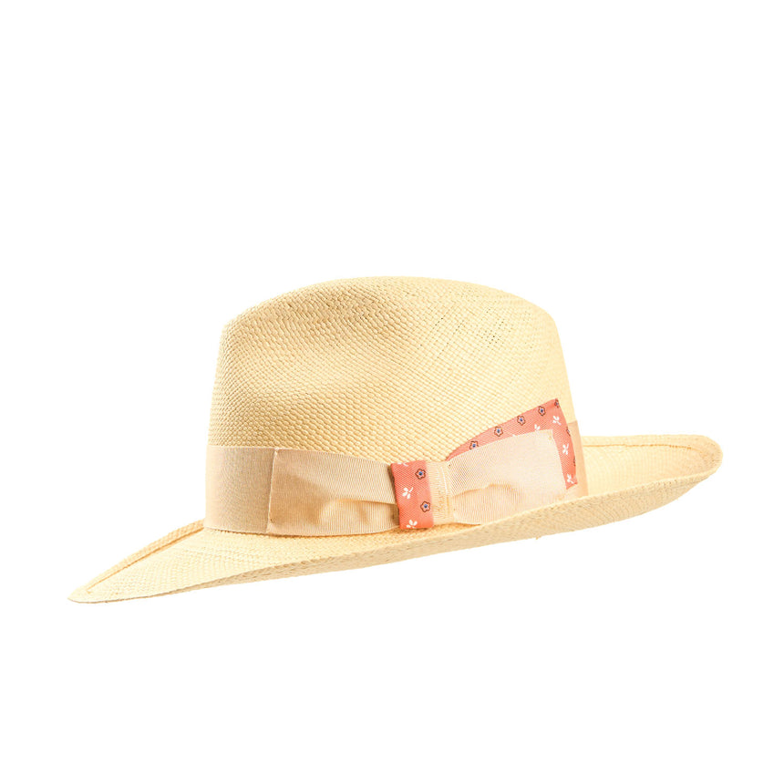PANAMA AMEDEO MODEL WITH ORANGE SILK DETAILS ON BOW AND BAND, 55 CM