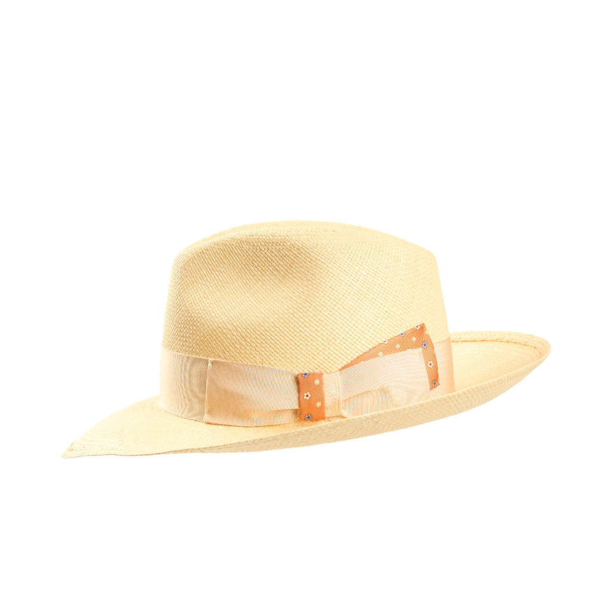 PANAMA AMEDEO MODEL WITH ORANGE SILK DETAILS ON BOW AND BAND, 56 CM