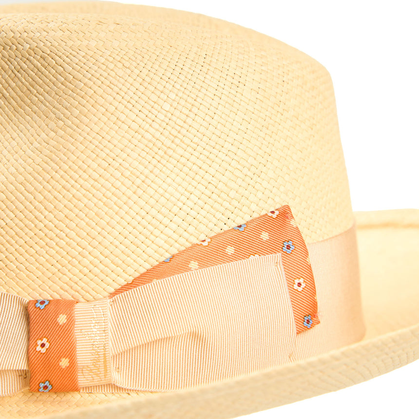PANAMA AMEDEO MODEL WITH ORANGE SILK DETAILS ON BOW AND BAND, 56 CM