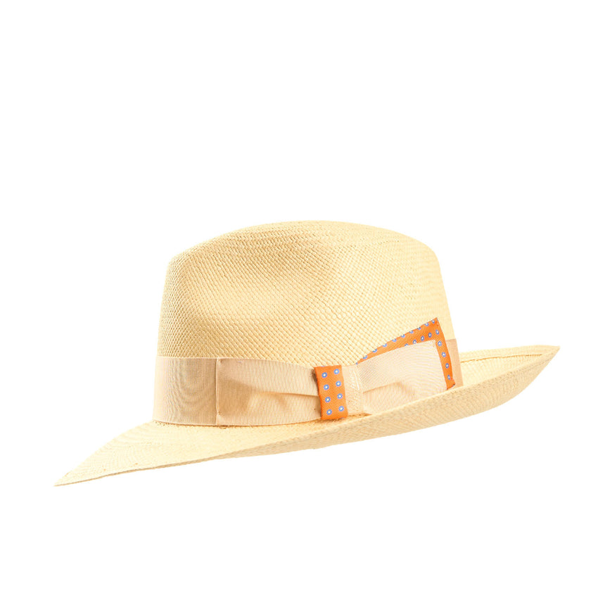 PANAMA AMEDEO MODEL WITH ORANGE SILK DETAILS ON BOW AND BAND, 56 CM
