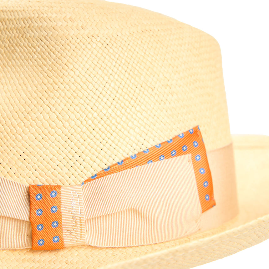 PANAMA AMEDEO MODEL WITH ORANGE SILK DETAILS ON BOW AND BAND, 56 CM