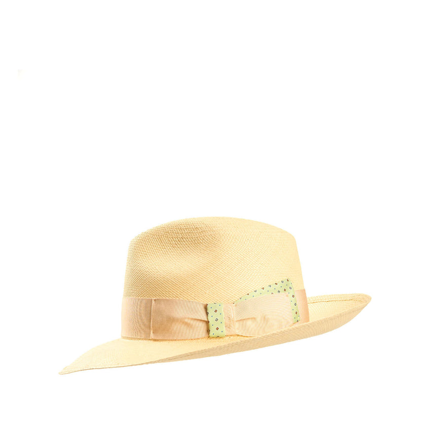 PANAMA AMEDEO MODEL WITH LIGHT GREEN SILK DETAILS, 56 CM