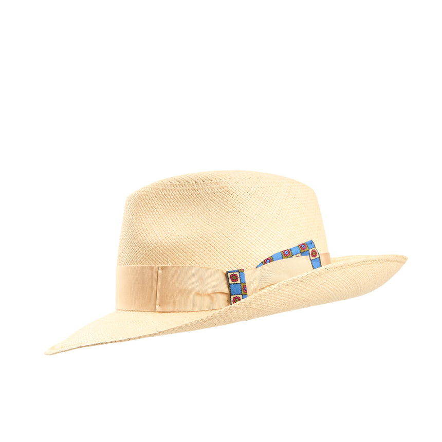 PANAMA AMEDEO MODEL WITH MID BLUE DETAILS ON BOW AND BAND, 60 CM