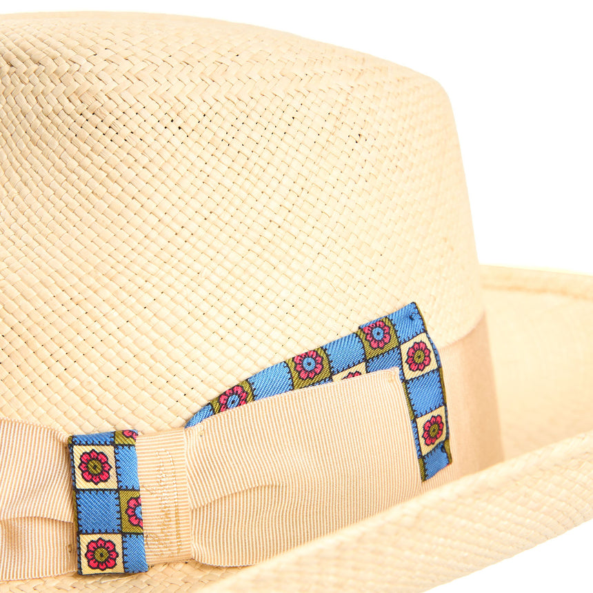 PANAMA AMEDEO MODEL WITH MID BLUE DETAILS ON BOW AND BAND, 60 CM