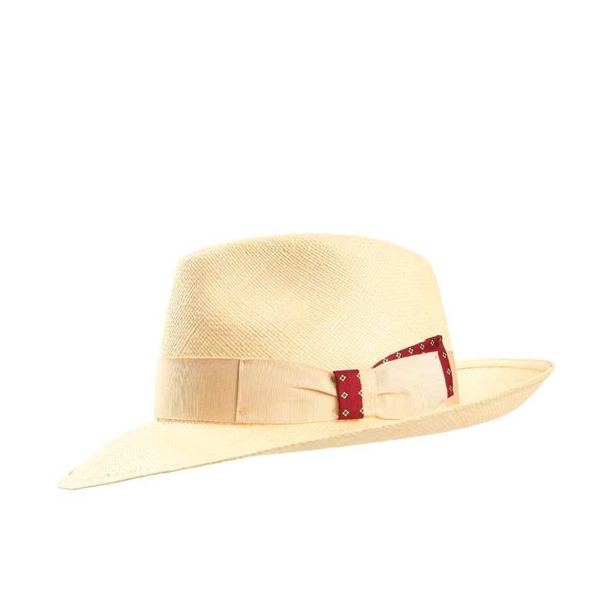 PANAMA MODELLO AMEDEO CON DETTAGLI IN SETA BORDEAUX SU CODA E TRAVERSINO, 60 CM