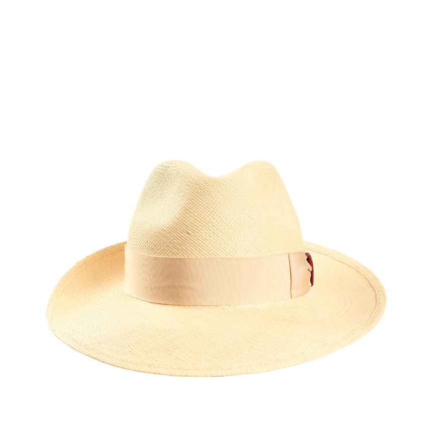 PANAMA MODELLO AMEDEO CON DETTAGLI IN SETA BORDEAUX SU CODA E TRAVERSINO, 60 CM