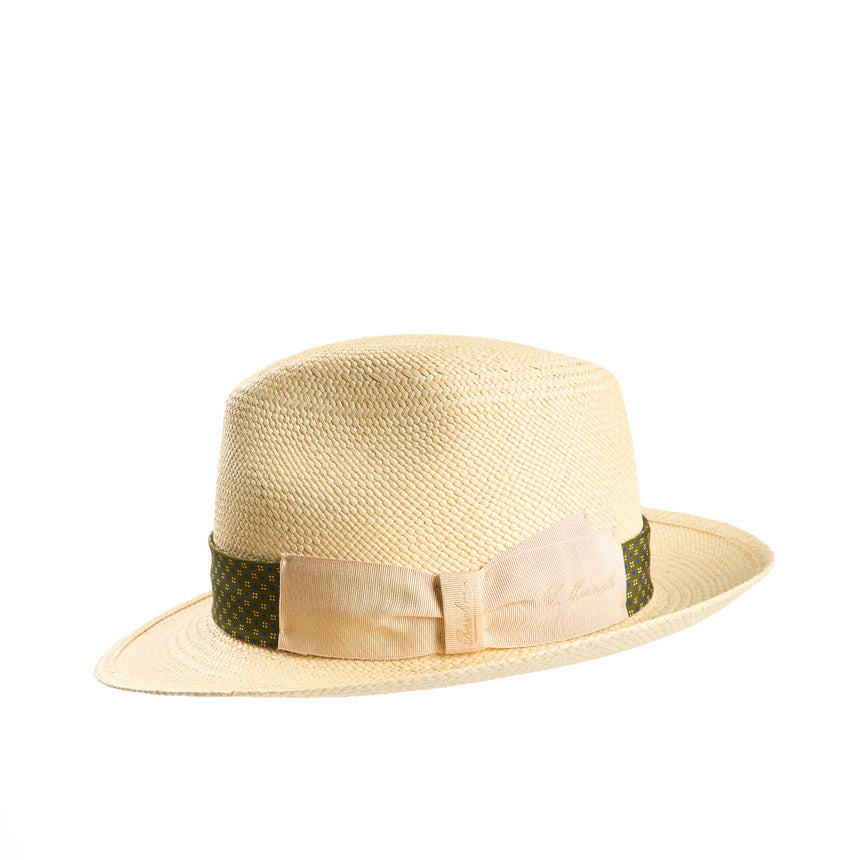PANAMA FEDERICO MODEL WITH OLIVE GREEN SILK BAND - 56 cm