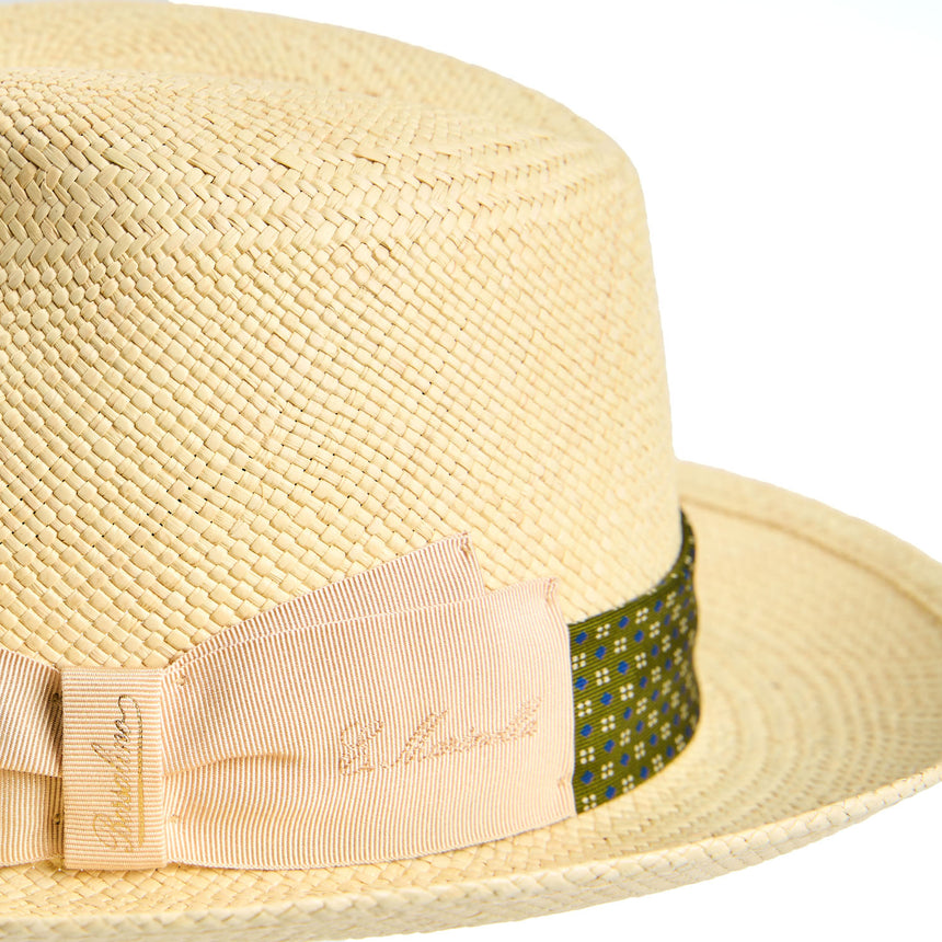 PANAMA FEDERICO MODEL WITH OLIVE GREEN SILK BAND - 56 cm