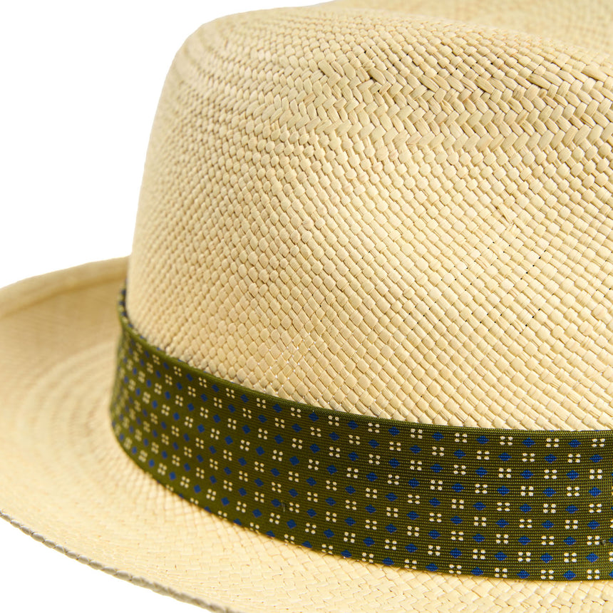 PANAMA FEDERICO MODEL WITH OLIVE GREEN SILK BAND - 56 cm