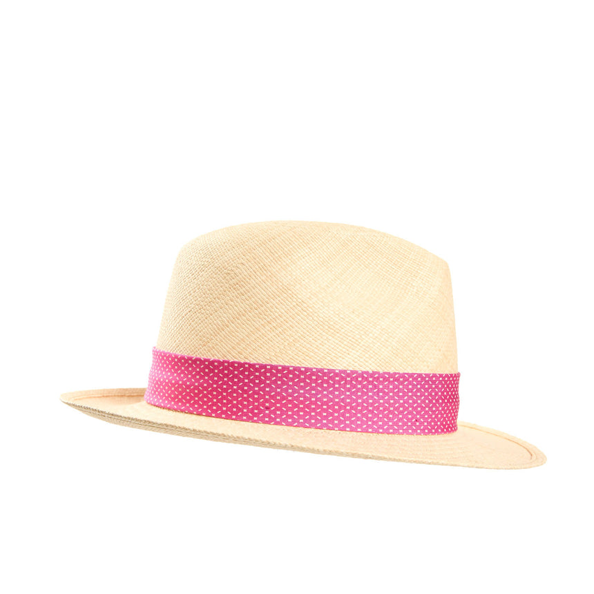 PANAMA FEDERICO MODEL WITH FUCSIA SILK BAND, 56 CM