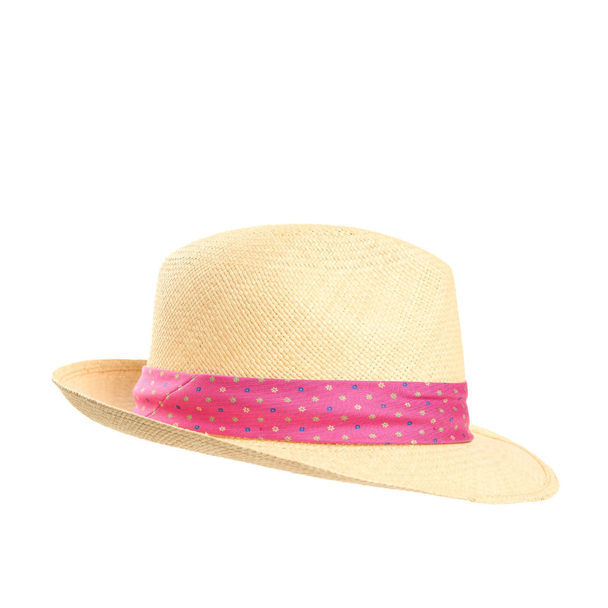 PANAMA FEDERICO MODEL WITH FUCSIA SILK BAND, 56 CM