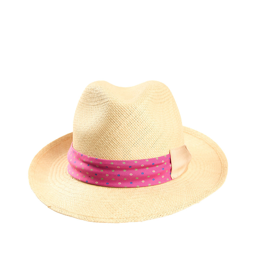PANAMA FEDERICO MODEL WITH FUCSIA SILK BAND, 56 CM