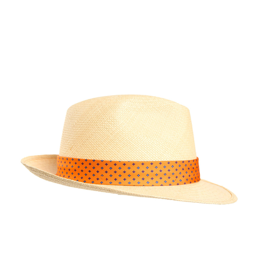 PANAMA FEDERICO MODEL WITH ORANGE SILK BAND, 60 CM