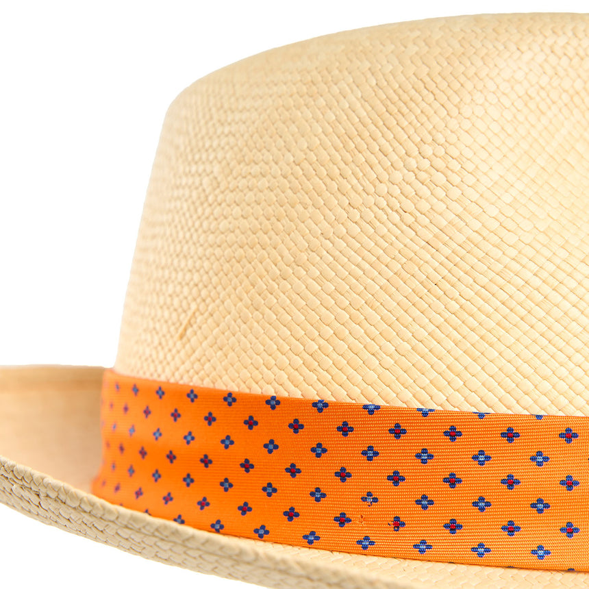 PANAMA FEDERICO MODEL WITH ORANGE SILK BAND, 60 CM