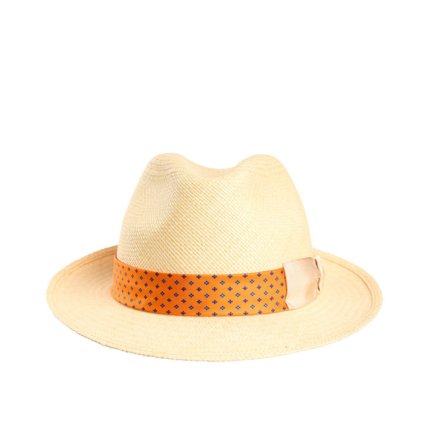 PANAMA FEDERICO MODEL WITH ORANGE SILK BAND, 60 CM