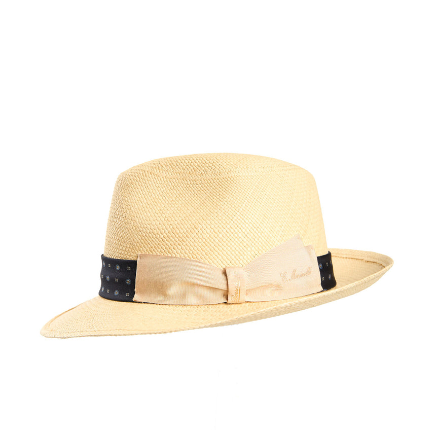 PANAMA MODELLO FEDERICO CON CINTA IN SETA BLU SCURO , 59 CM