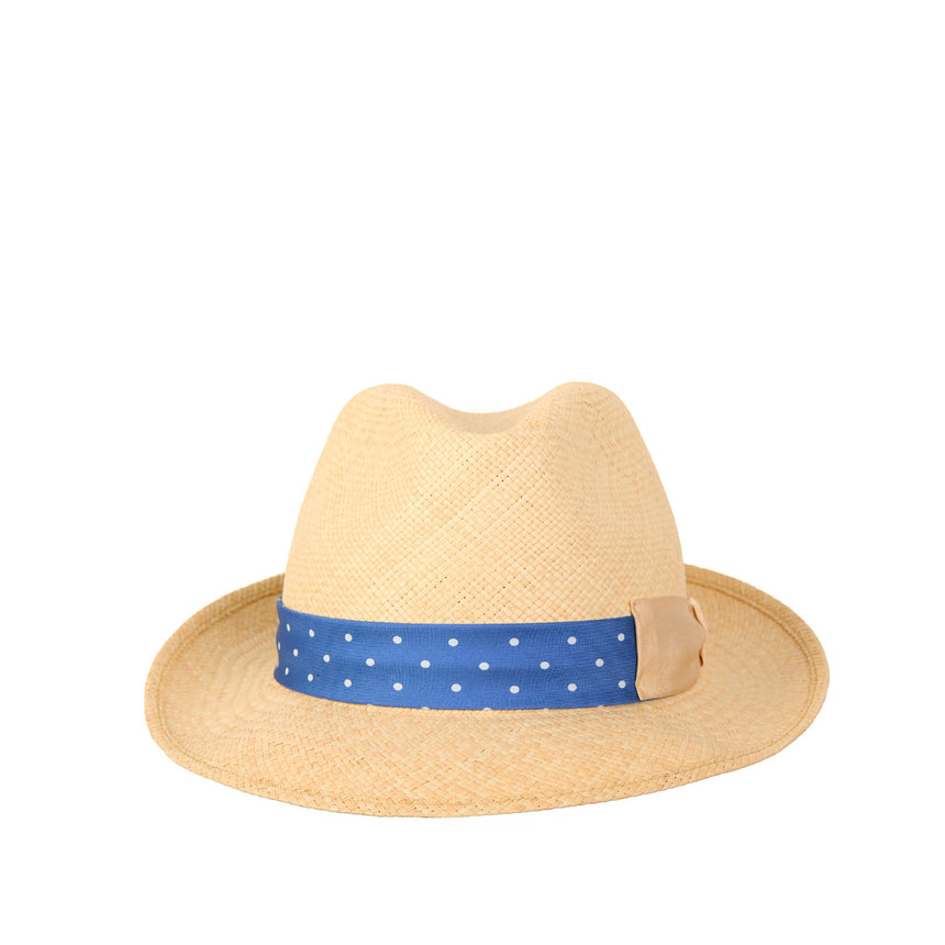 PANAMA MODELLO FEDERICO CON CINTA IN SETA BLU MEDIO, 59 CM
