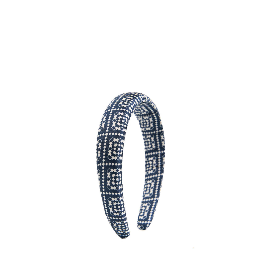 CERCHIETTO IN TWILL DI SETA BLU SCURO