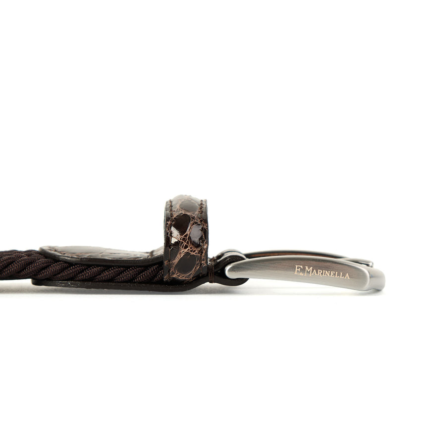 DARK BROWN WOVEN STRETCH BELT