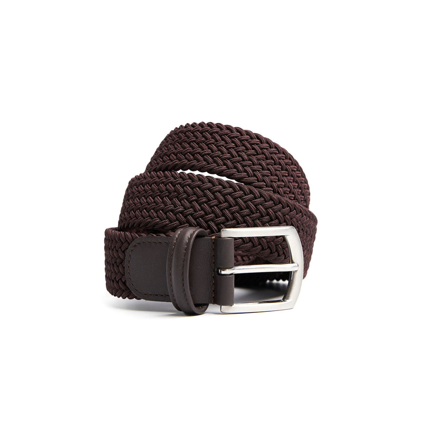 DARK CHOCOLATE WOVEN STRETCH BELT