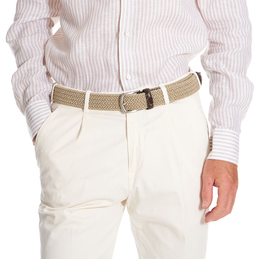 BEIGE WOVEN STRETCH BELT