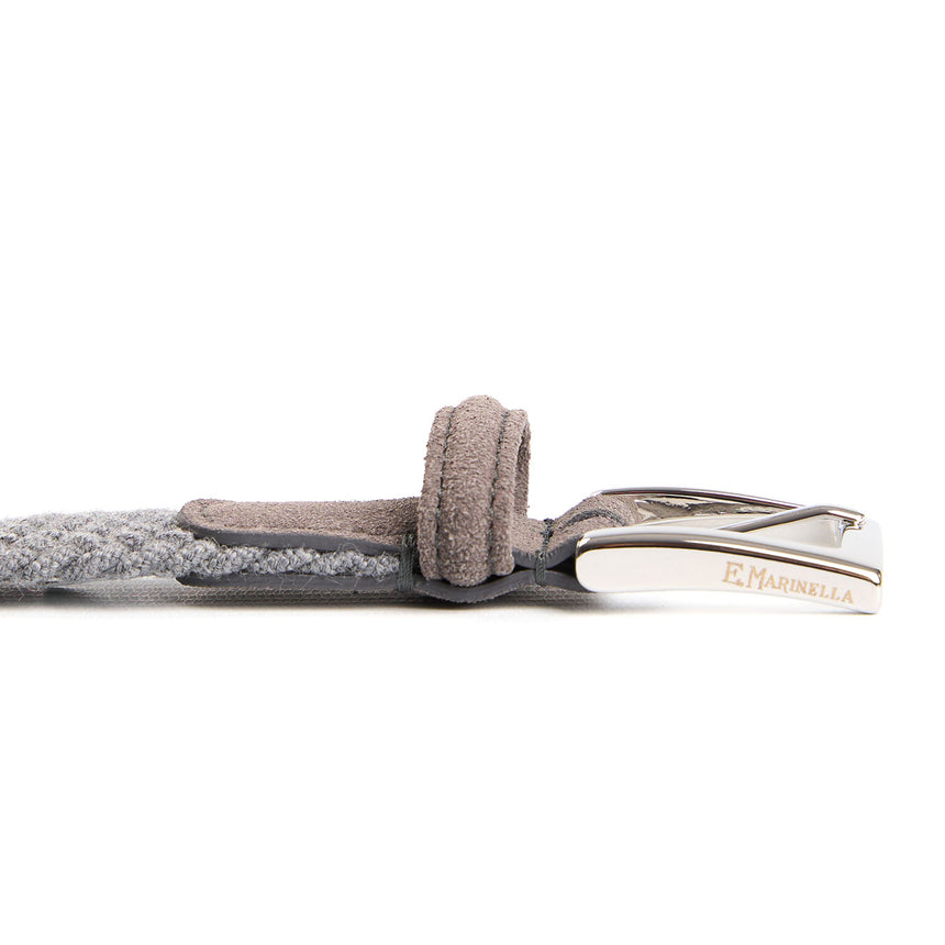 LIGHT GREY WOVEN BELT IN WOOL