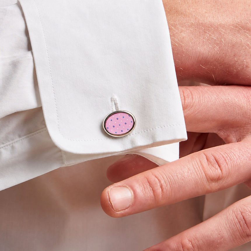 PINK SILVER CUFFLINKS