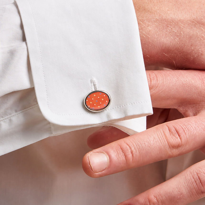 ORANGE SILVER CUFFLINKS