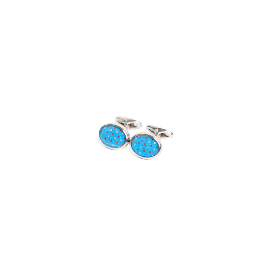GEMELLI DA POLSO IN ARGENTO AZZURRO