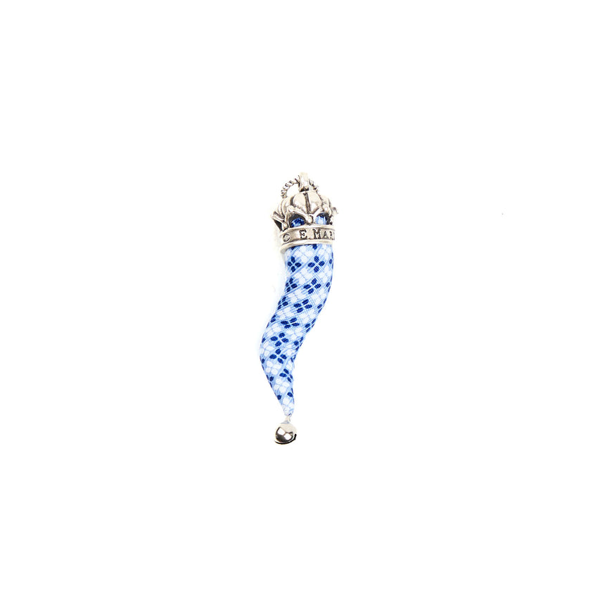 LIGHT BLUE GOOD-LUCK CHARM IN SILK AND SILVER
