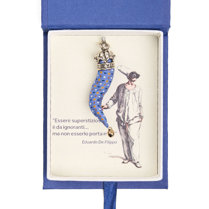 CORNETTO AZZURRO IN SETA E ARGENTO