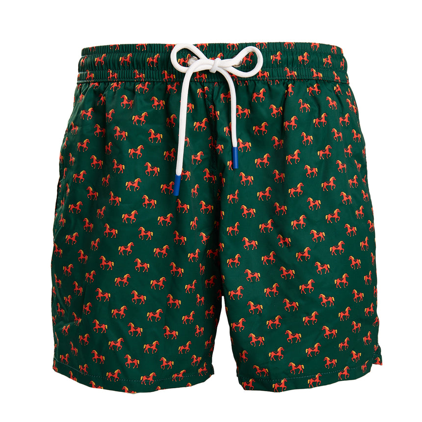 COSTUME DA BAGNO VERDE SCURO "CAVALLUCCIO ROSSO"