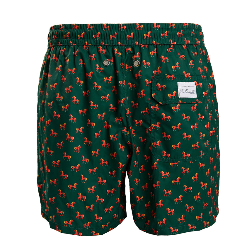 COSTUME DA BAGNO VERDE SCURO "CAVALLUCCIO ROSSO"