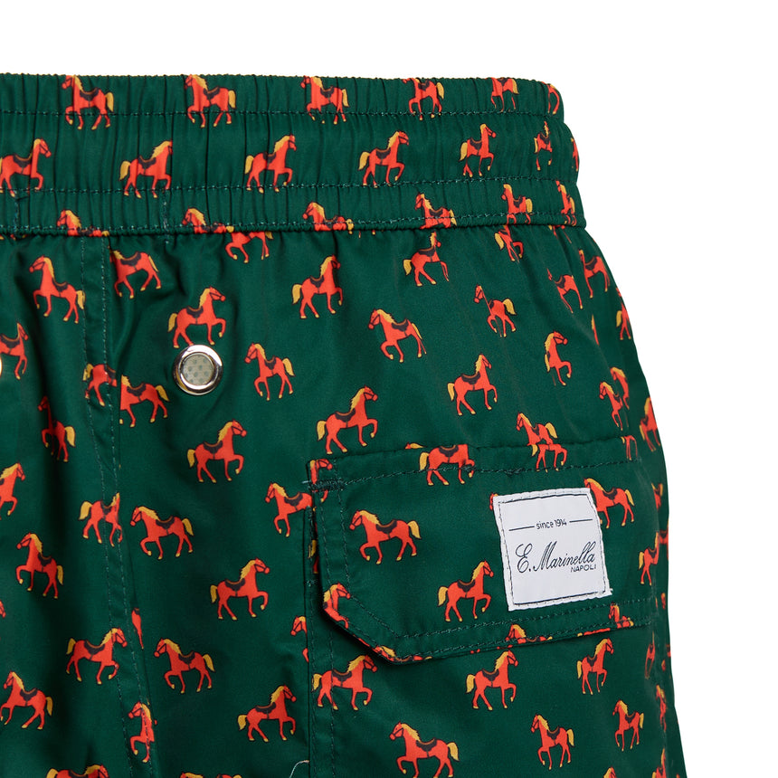 COSTUME DA BAGNO VERDE SCURO "CAVALLUCCIO ROSSO"