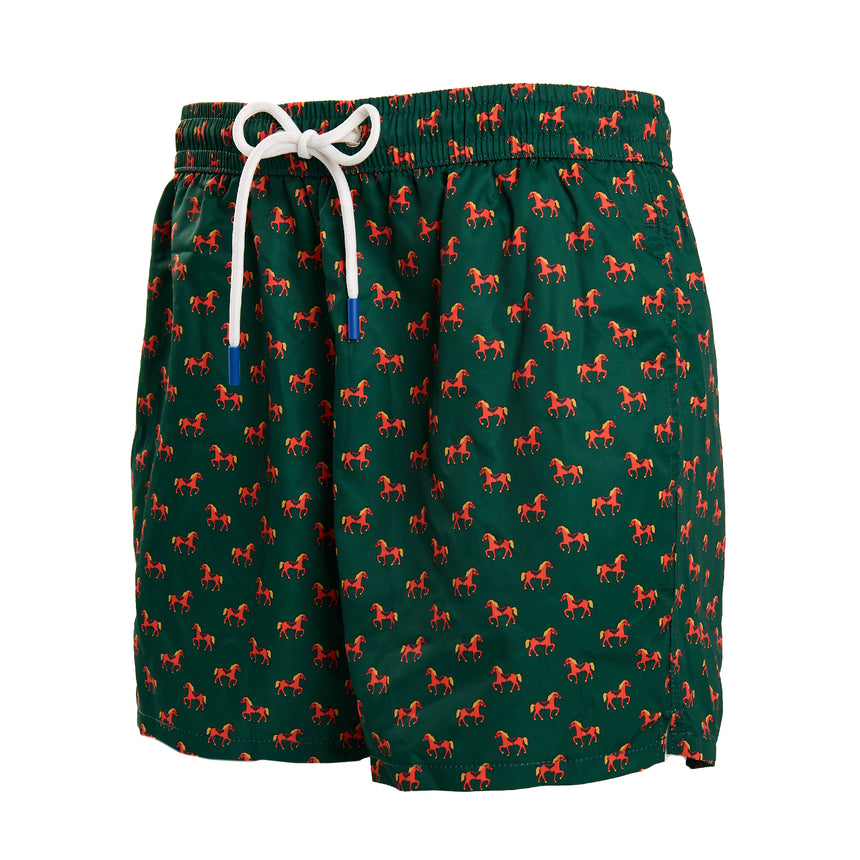 COSTUME DA BAGNO VERDE SCURO "CAVALLUCCIO ROSSO"