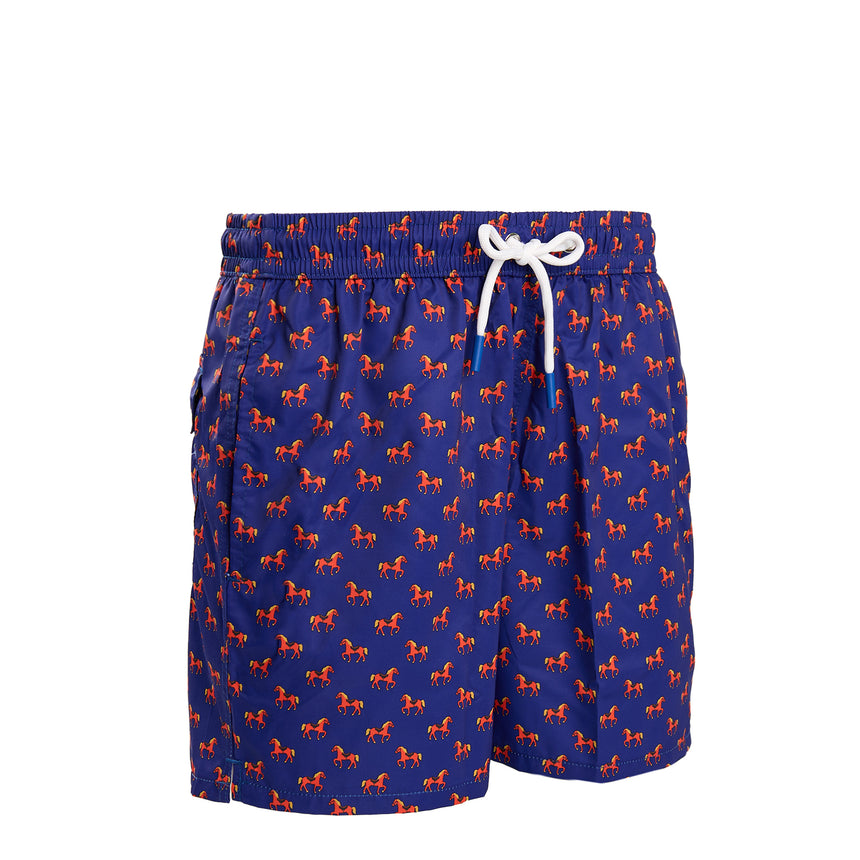 DARK BLUE SWIM SHORTS "CAVALLUCCIO ROSSO"