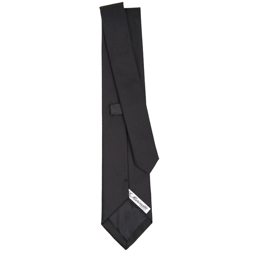 black_sartorial_jacquard_silk_tie_solid_color_full_back_view