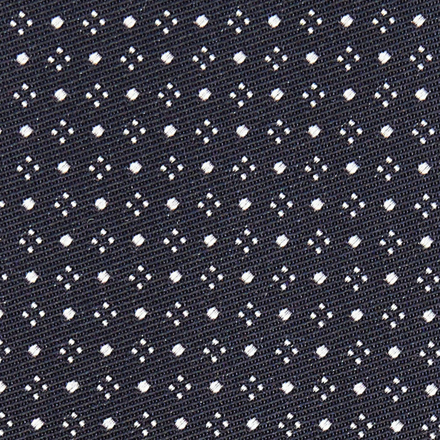 dark_blue_ceremonial_jacquard_silk_tie_small_geometric_pattern_fabric_detail