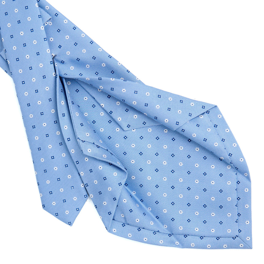 CRAVATTA SARTORIALE 5 PIEGHE IN SETA AZZURRA
