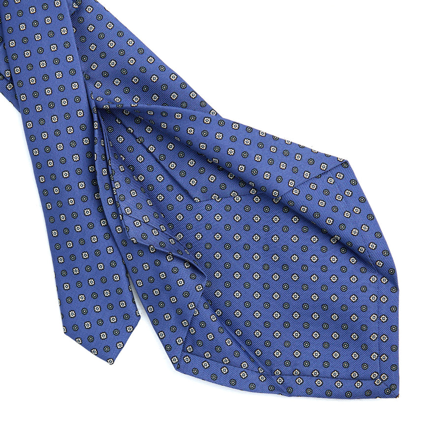 CRAVATTA SARTORIALE 5 PIEGHE IN SETA STAMPATA AZZURRO POLVERE
