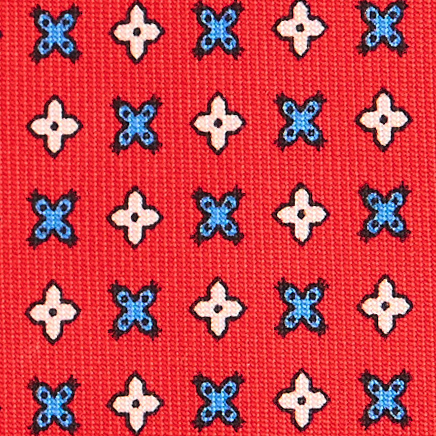 RED 5 FOLD SARTORIAL PRINTED SILK TIE