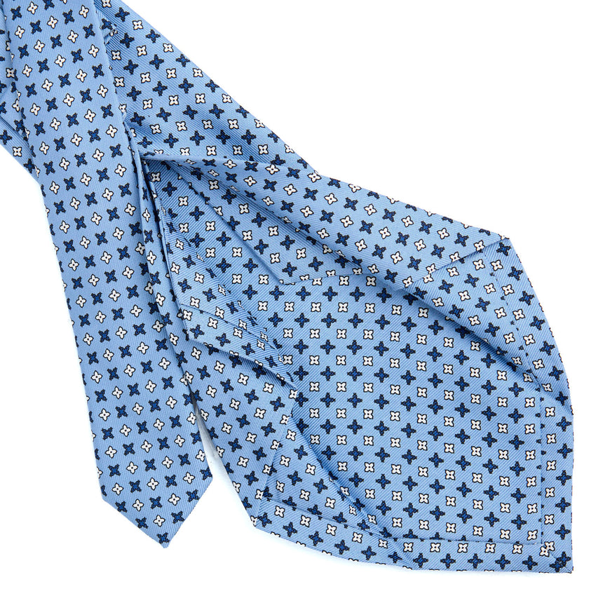 LIGHT BLUE 5 FOLD SARTORIAL PRINTED SILK TIE