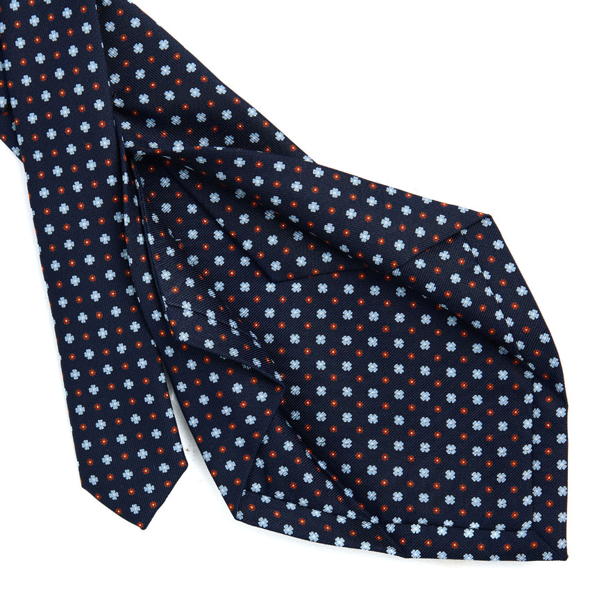 DARK BLUE 5 FOLD SARTORIAL PRINTED SILK TIE