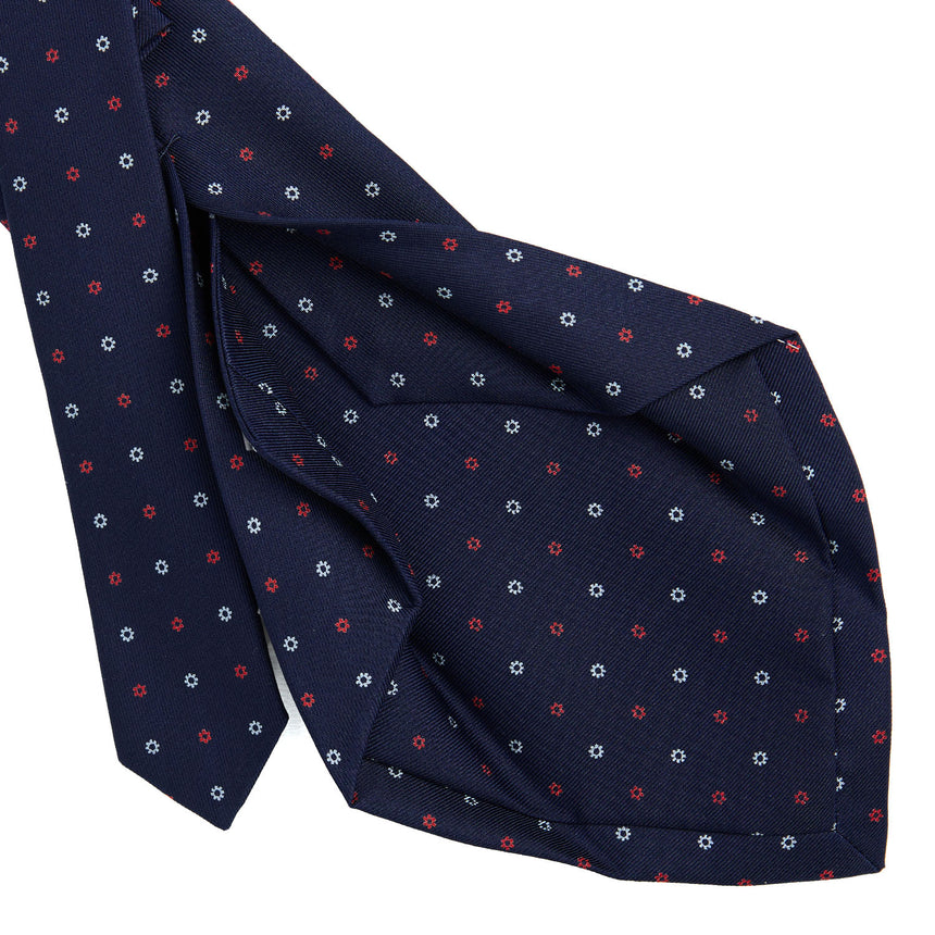 DARK BLUE 5 FOLD SARTORIAL PRINTED SILK TIE
