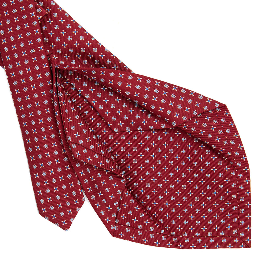 BURGUNDY 5 FOLD SARTORIAL PRINTED SILK TIE
