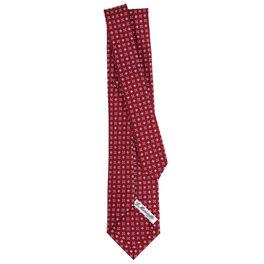 BURGUNDY 5 FOLD SARTORIAL PRINTED SILK TIE