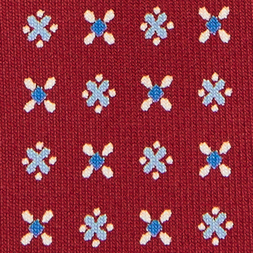 BURGUNDY 5 FOLD SARTORIAL PRINTED SILK TIE