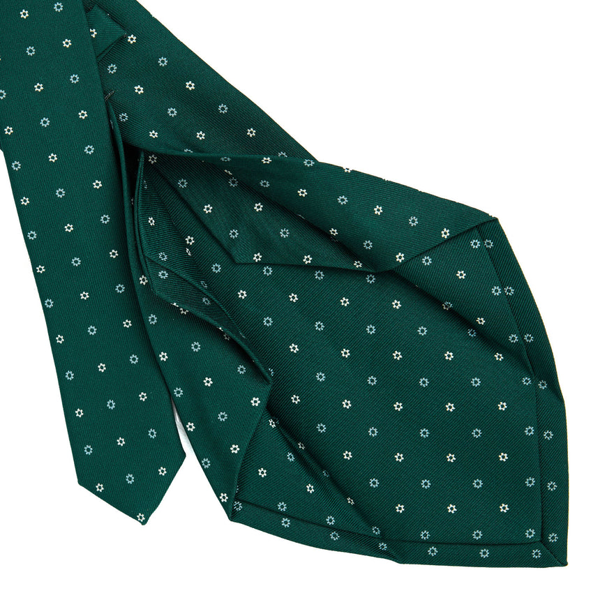 DARK GREEN 5 FOLD SARTORIAL PRINTED SILK TIE
