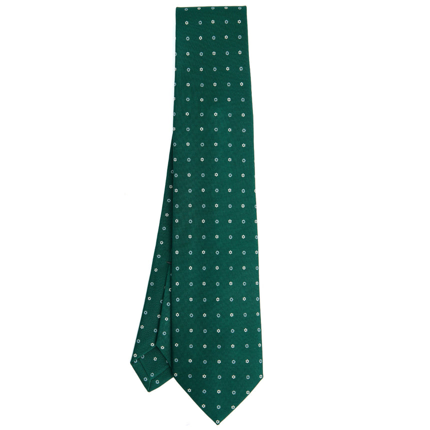 DARK GREEN 5 FOLD SARTORIAL PRINTED SILK TIE