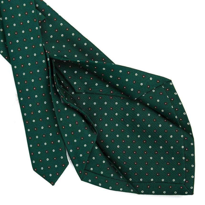 DARK GREEN 5 FOLD SARTORIAL PRINTED SILK TIE